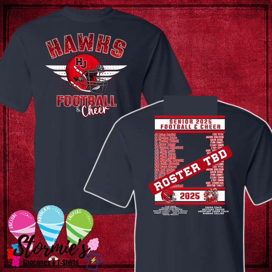 Hawks Football & Cheer 2025 Navy Dry Fit Shirt SENIOR