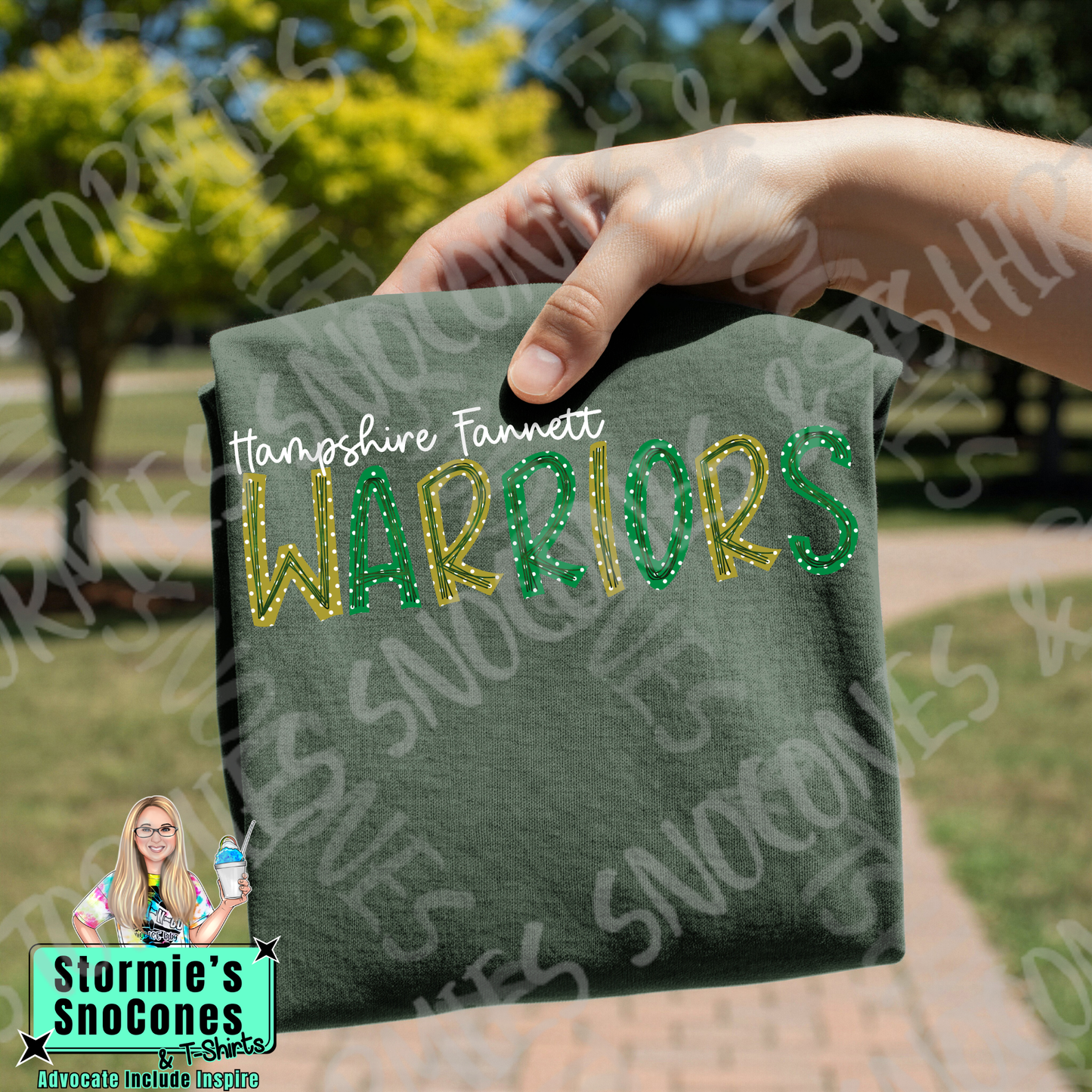 Legacy Christian Academy Warriors Polka Dot Doodle Forest Green Gildan Comfort Colors Bella Canvas Shirt