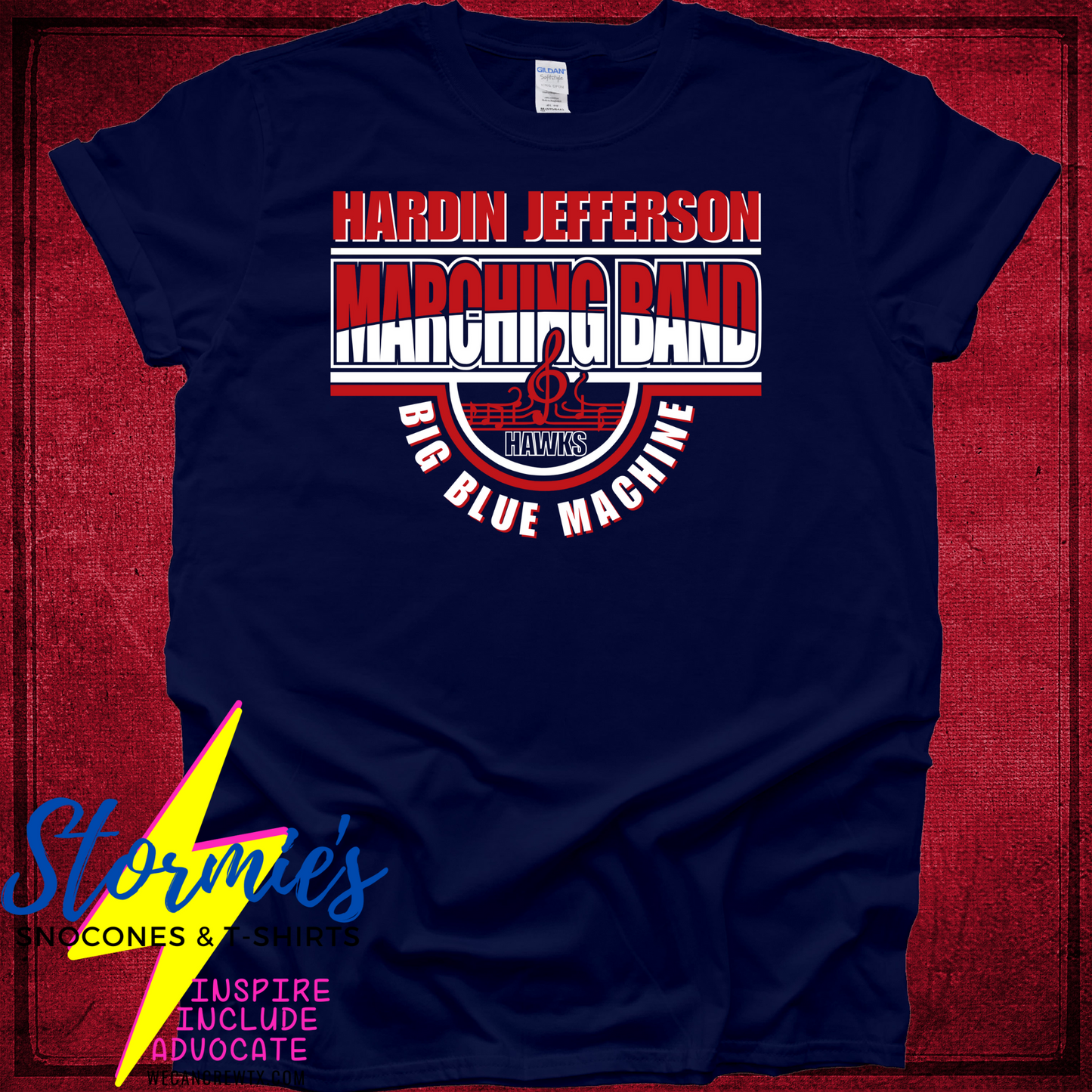 Hawks Big Blue Machine Band Navy Shirt 2024 Hardin Jefferson High School