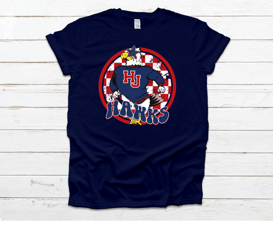 Hawks HJ Full Mascot Shirt Gildan Softstyle or Comfort Colors or Bella Canvas