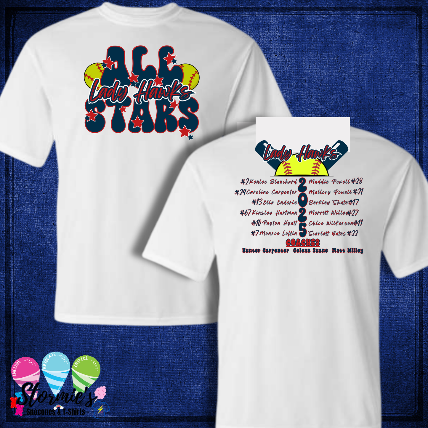 Lady Hawks Softball All Stars 2025 White Dry Fit Shirt