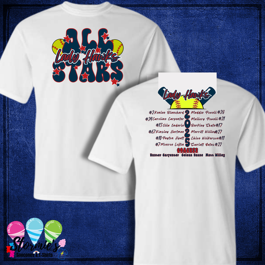 Lady Hawks Softball All Stars 2025 White Dry Fit Shirt