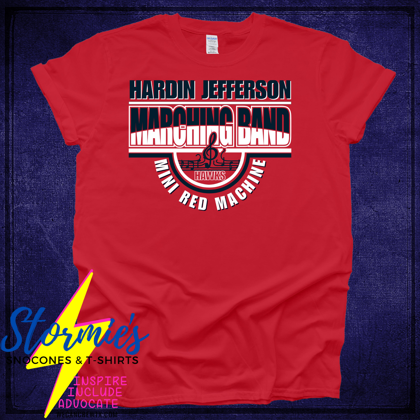 Hawks Mini Red Machine Band Red Shirt 2024 Hardin Jefferson Middle School HJJH