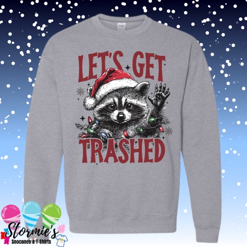 Let's Get Trashed Racoon Christmas Sport Gray Sweatshirt & Hoodie & Long Sleeve Shirt