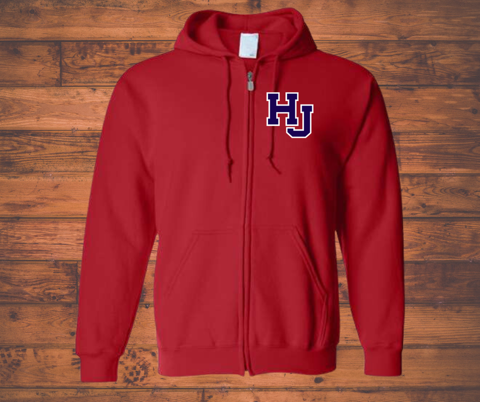 HJ Pocket Red Zip up Hoodie DTF