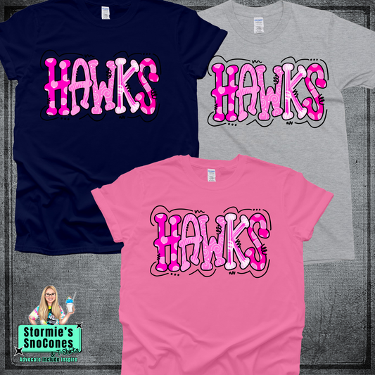 Hawks Doodle Pink Out Tshirt