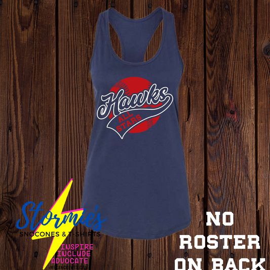 Hawks All Stars 6U 2024 Navy Bella Racer Back Tank Top