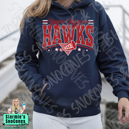 Hawks HJ Cheer Stars Distressed Sweatshirt & Hoodie & Long Sleeve Shirt