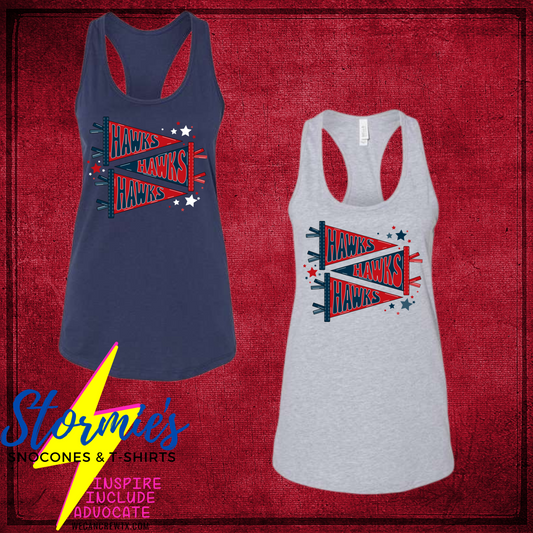 Hawks Pennant Bella Racer Back Tank Top