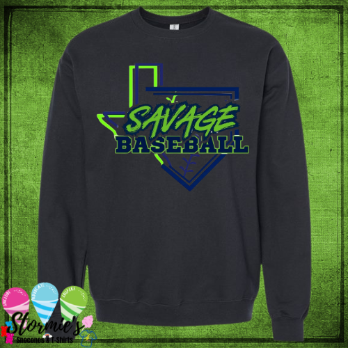 Savage Baseball 2025  - Gray Sweatshirt & Hoodie & Long Sleeve Shirt