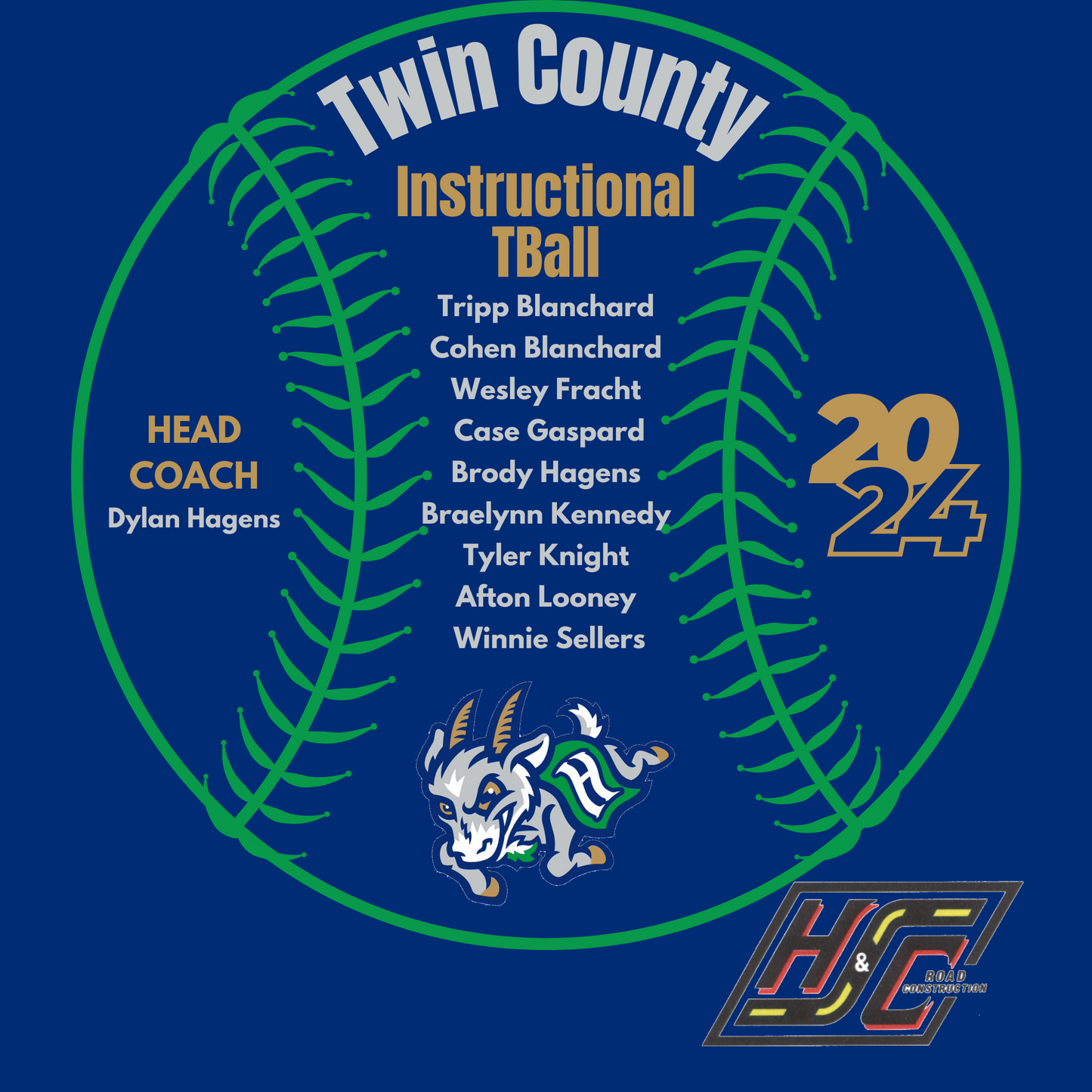 Yard Goats Twin County Instructional Tball Shirt 2024