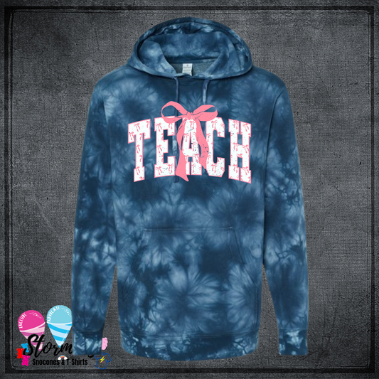 Teach Bow Navy Tie-Dye Sweatshirt & Hoodie