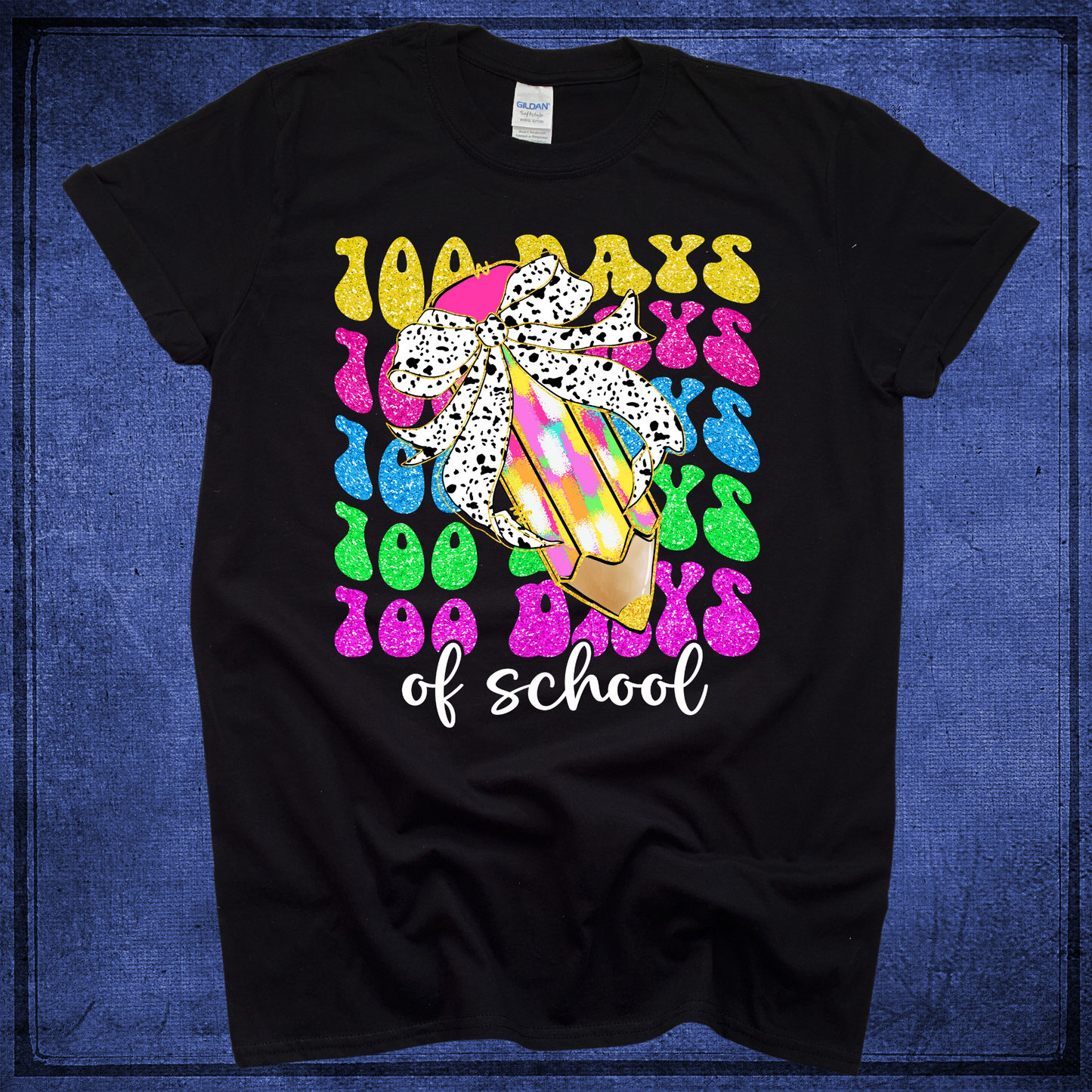 Pencil Bow -100 Days of School - Black Shirt