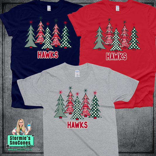 Hawks Christmas Trees Tshirt