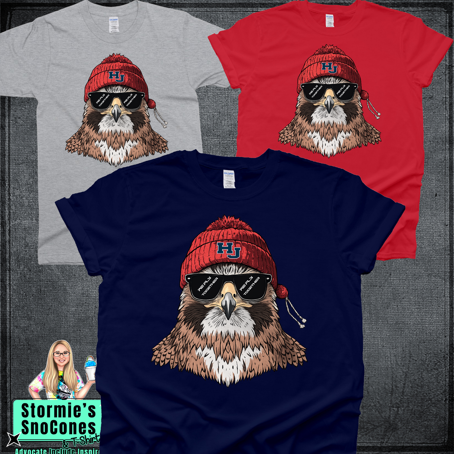 Hawk Beanie Sunglasses We Fly Together Tshirt