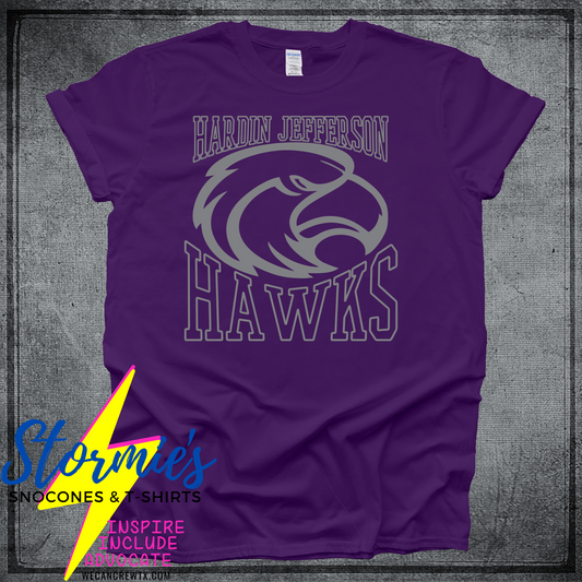 Pre-k - HJ Hawks Head - China Elementary- Sour Lake Elementary Color Wars/Field Day 2024 Shirt Purple