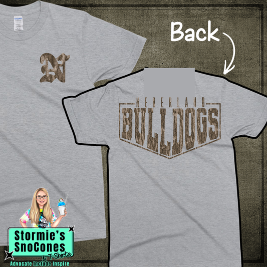 Nederland Bulldogs Bottomland Camo Frame - Dryblend or Dryfit - Sport Gray Short Sleeve Shirt