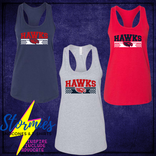 Hawks Racer Mascot Bella Racer Back Tank Top