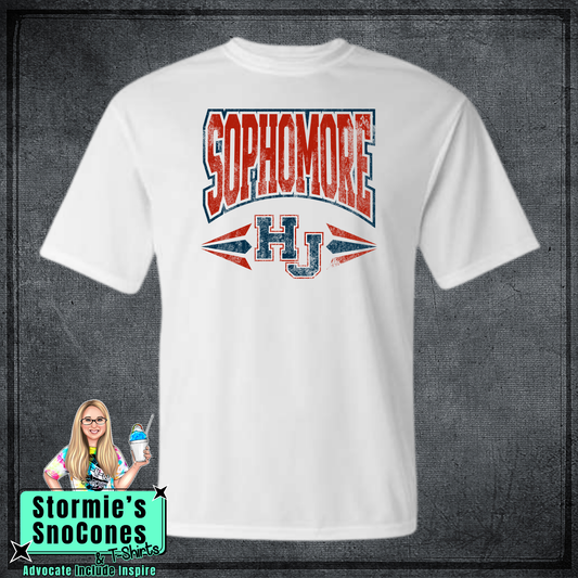 Hardin-Jefferson High School Grade Level Spirit SOPHOMORE White DRY FIT Shirt