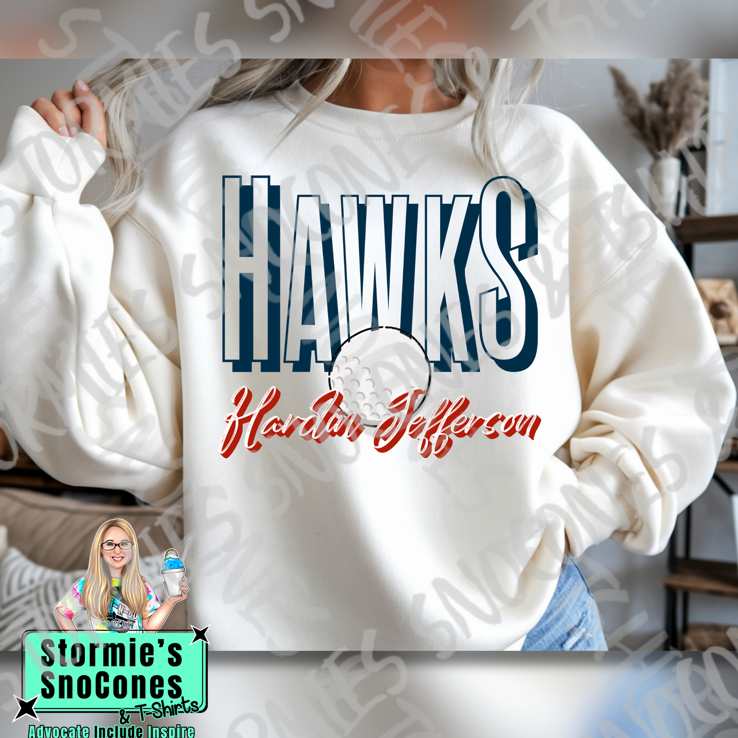 Hardin Jefferson Hawks Doodle Golf Icon White TShirt or Sweatshirt