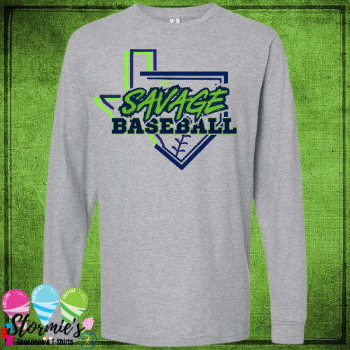 Savage Baseball 2025  - Gray Sweatshirt & Hoodie & Long Sleeve Shirt