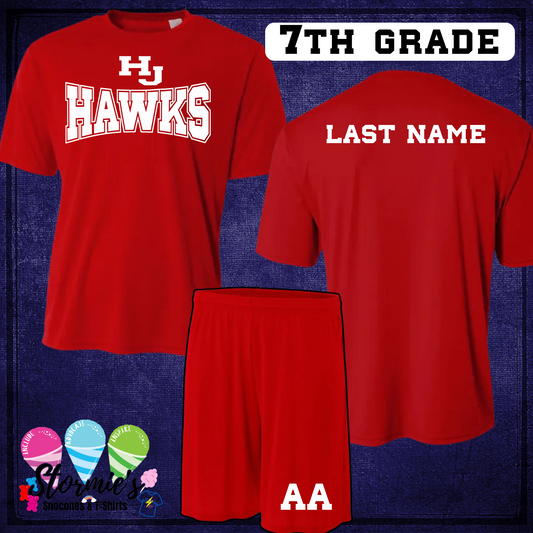HJ Athletics Uniform FULL SET - RED 7th Grade DRYFIT- DIFFERENT BRAND THAN AUGUST SALE