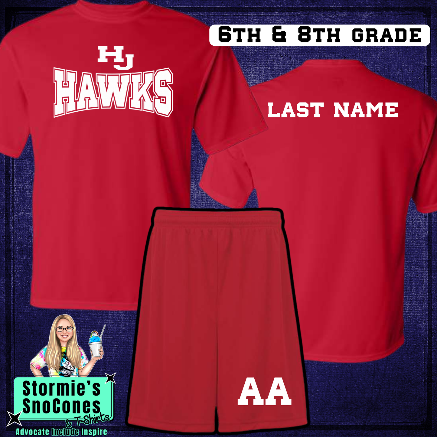 HJ Athletics Uniform FULL SET - RED 6th&8th Grade DRYFIT - 2026 PREORDER