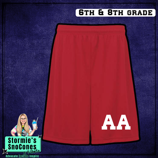 HJ Athletics Uniform SHORT ONLY - RED 6th&8th Grade - 2026 PREORDER