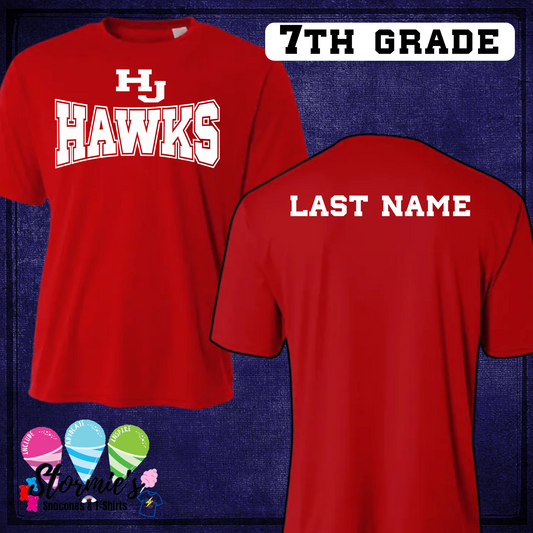 HJ Athletics Uniform SHIRT ONLY - RED 7th Grade DRYFIT - DIFFERENT BRAND THAN AUGUST SALE