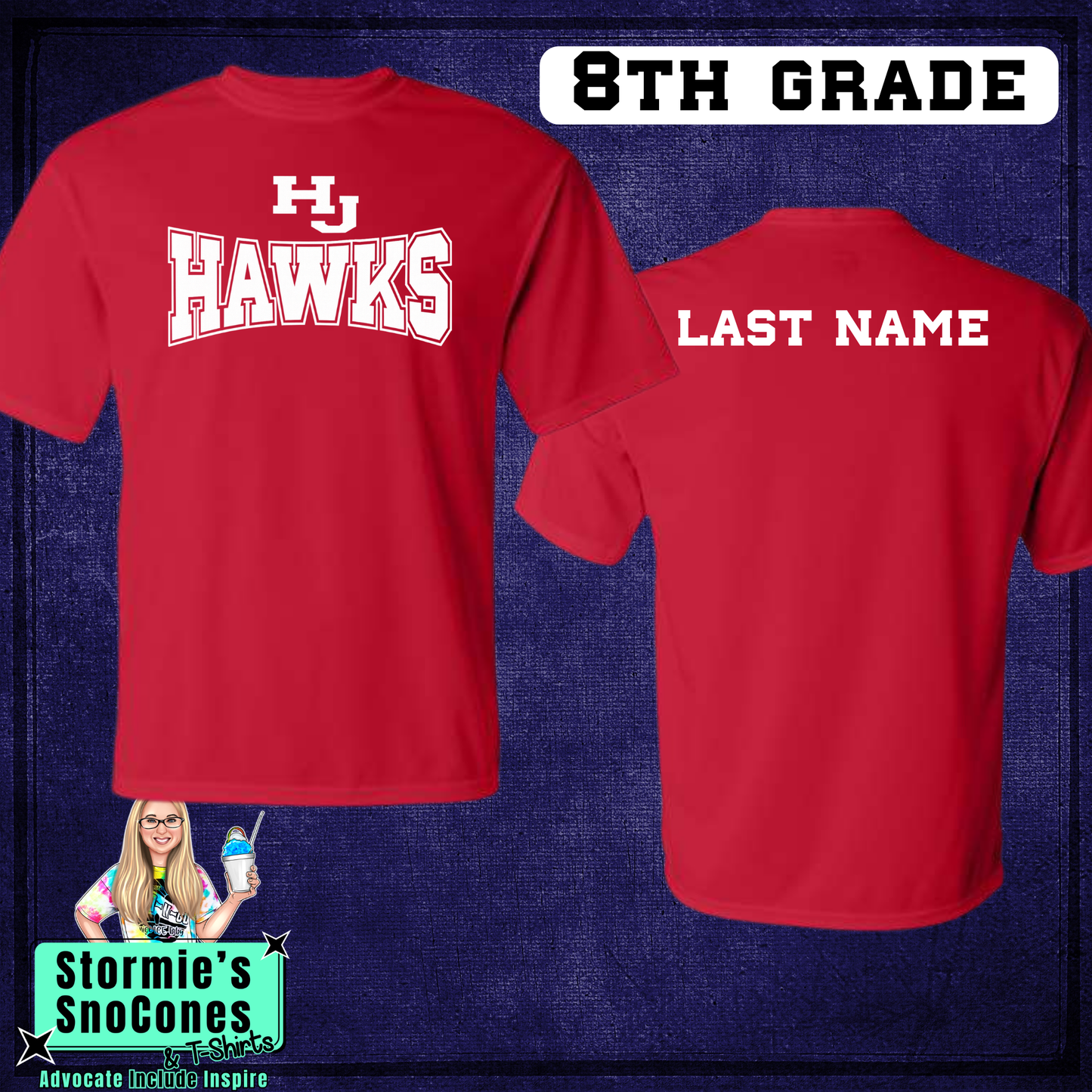 HJ Athletics Uniform SHIRT ONLY - RED 8th Grade DRYFIT - 2026 PREORDER ETA END OF JULY