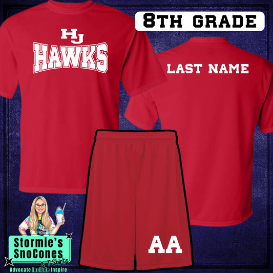 HJ Athletics Uniform FULL SET - RED 8th Grade DRYFIT - 2026 PREORDER ETA END OF JULY