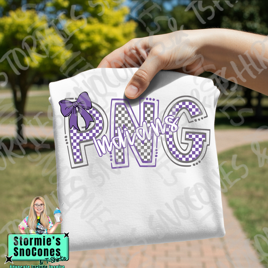 Port Neches-Groves Indians Checkered Doodle Initials White Gildan Comfort Colors Bella Canvas Shirt