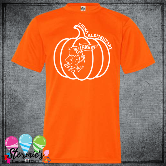 Hawk Pumpkin - Fall China Elementary Field Day 2025 Shirt Orange DRY FIT