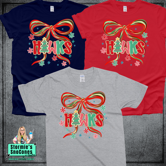 Hawks Christmas Bow Tshirt