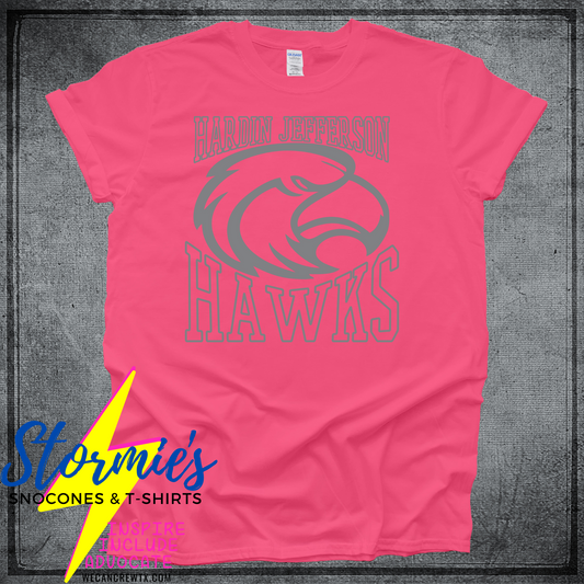 Kindergarden - HJ Hawks Head - China Elementary- Sour Lake Elementary Color Wars/Field Day 2024 Shirt Pink