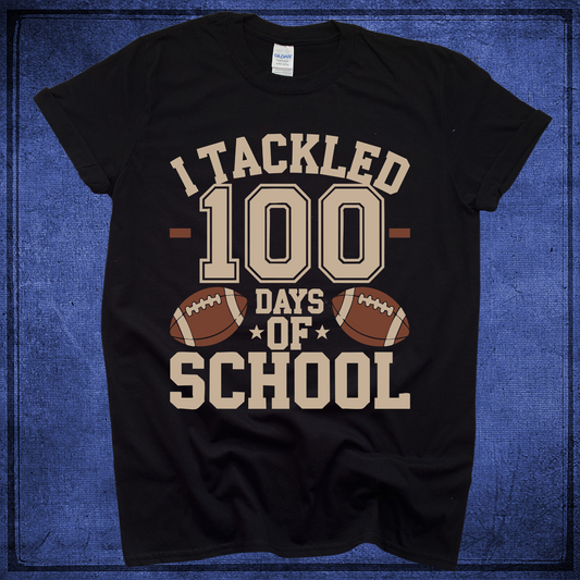 Football -100 Days of School - Black Shirt