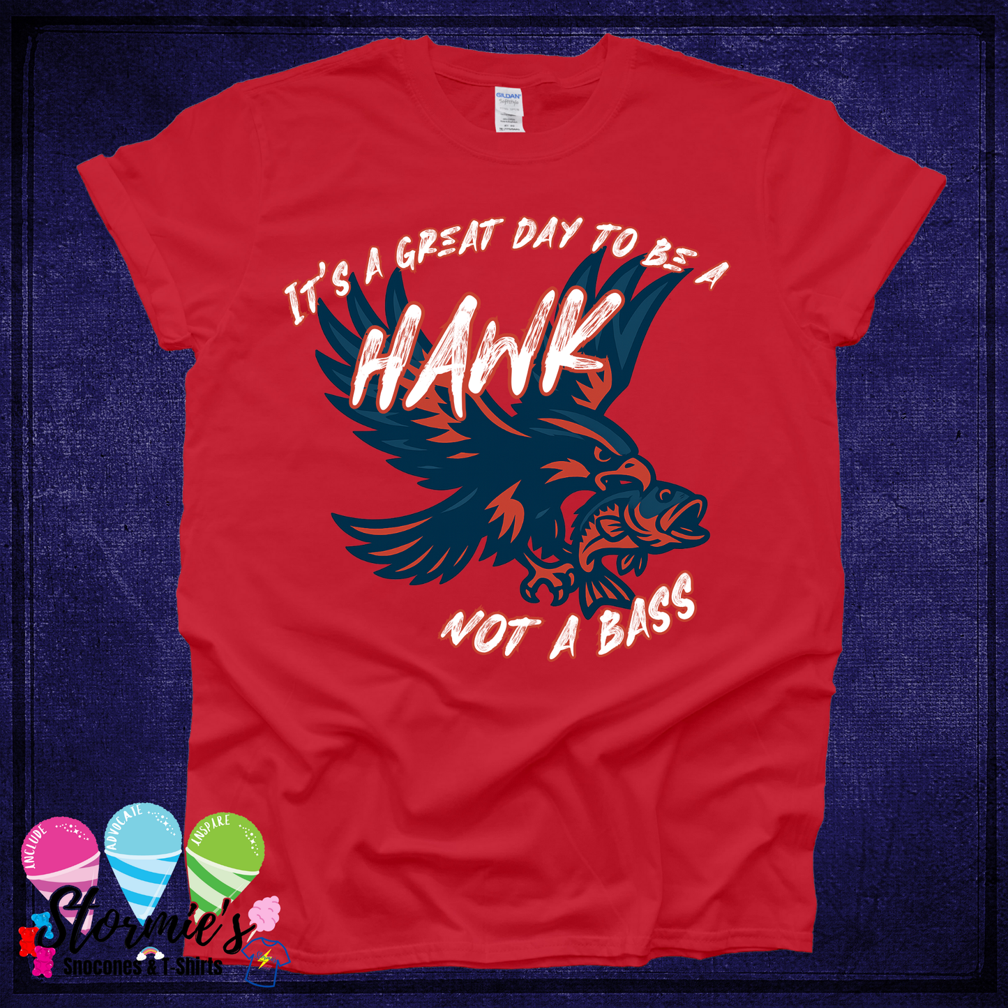 HJ Fishing Team  Great Day to Not Be a Bass Flying Red TShirt