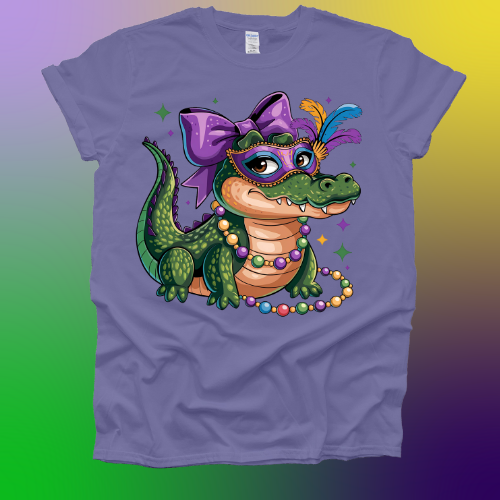 Mardi Gras Alligator Violet Shirt