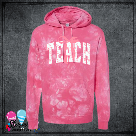 Teach Bow Pink Tie-Dye Sweatshirt & Hoodie