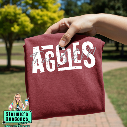 Texas A&M Aggies Lines Cursive Weave Maroon Gildan Comfort Colors Bella Canvas Shirt