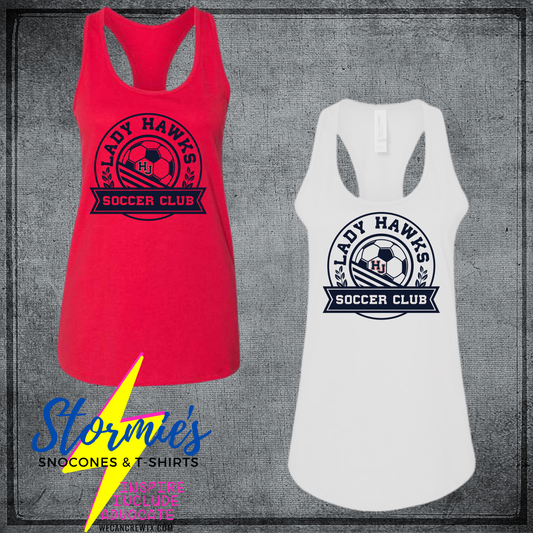 Lady Hawks Soccer Club 2025 Bella Racer Back Tank Top