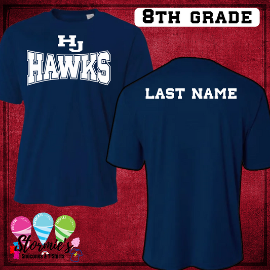 HJ Athletics Uniform SHIRT ONLY - NAVY 8th Grade DRYFIT- DIFFERENT BRAND THAN AUGUST SALE