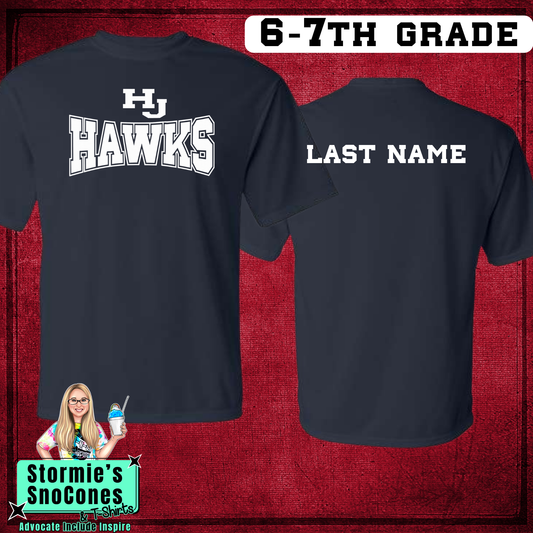 HJ Athletics Uniform SHIRT ONLY - NAVY 6-7th Grade DRYFIT - 2026 PREORDER ETA END OF JULY
