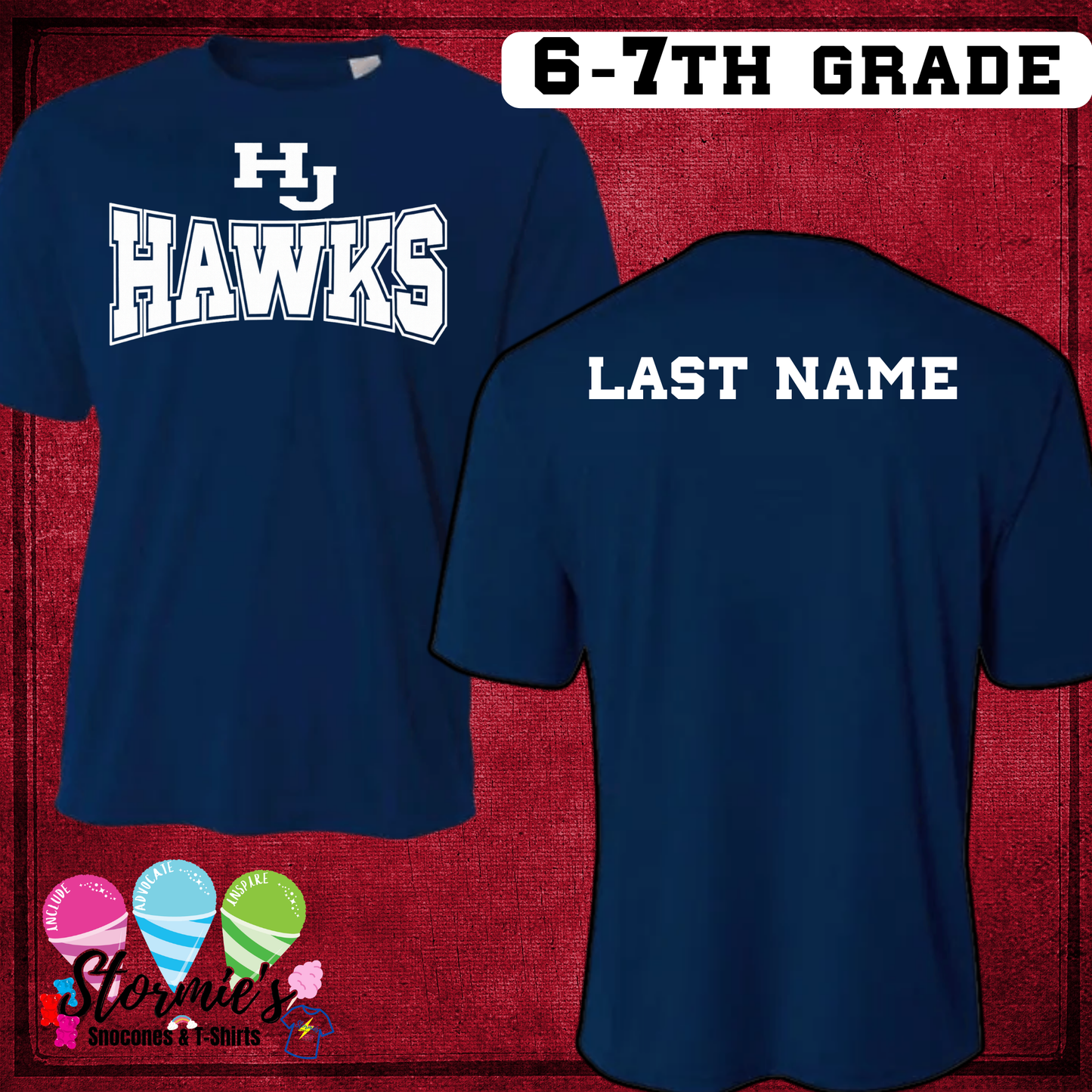 HJ Athletics Uniform SHIRT ONLY - NAVY 6-7th Grade DRYFIT - 2026 PREORDER ETA END OF JULY