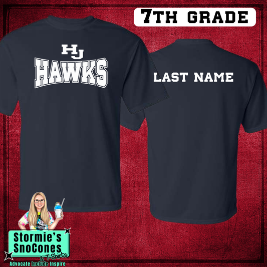 HJ Athletics Uniform SHIRT ONLY - NAVY 7th Grade DRYFIT - 2026 PREORDER