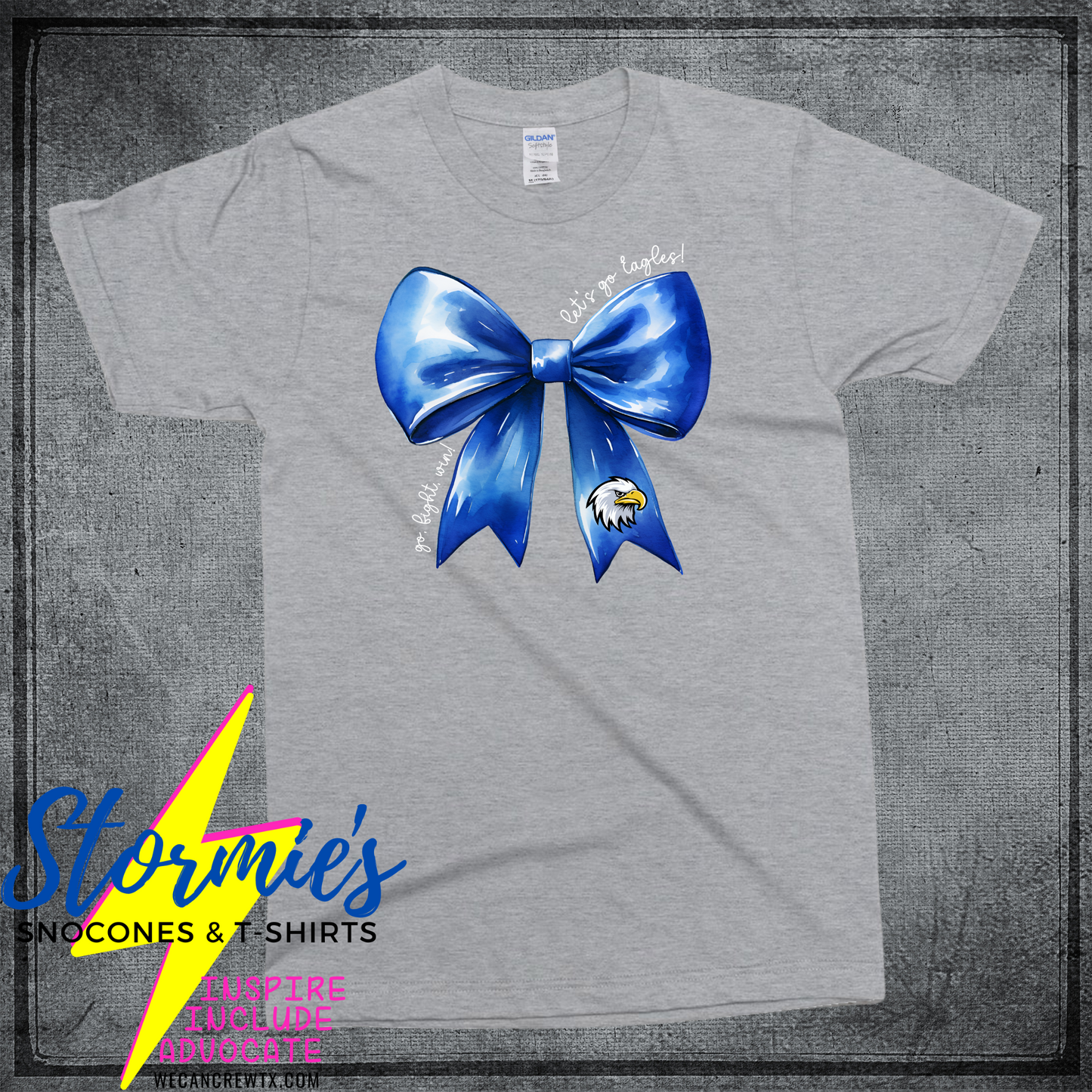 Barbers Hill Eagles Coquette Bow Sport Gray Shirt