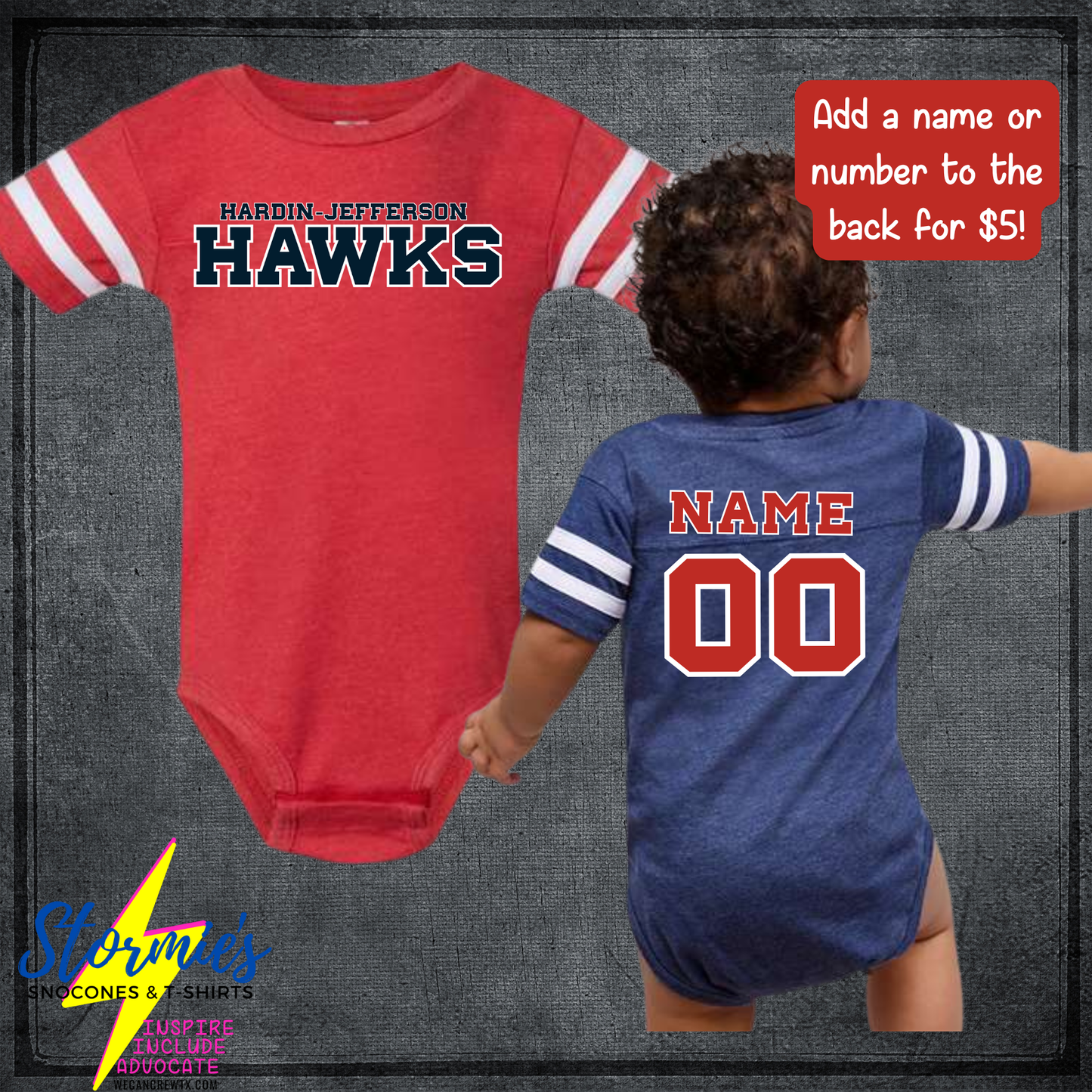 Custom HJ Hawks Football Baby Onesie