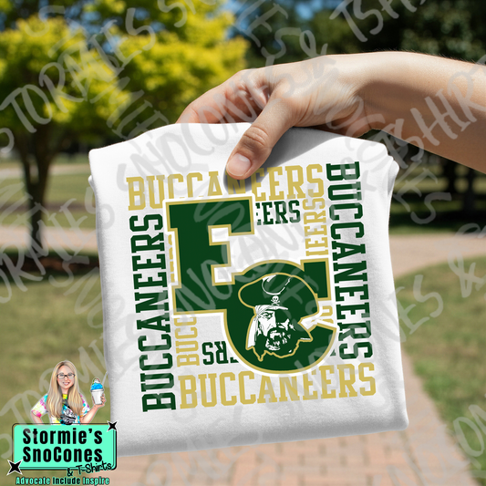 East Chambers Buccaneers Logo Repeat White Gildan Comfort Colors Bella Canvas Shirt