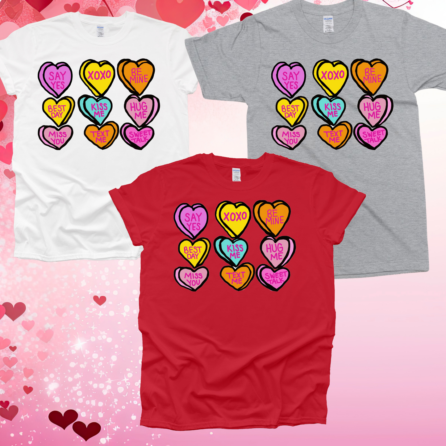 Candy Convo Hearts Grid Valentine's Day Shirt by Ashley Sattler