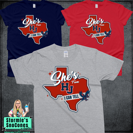 Hawks She's From HJ I Can Tell Tshirt
